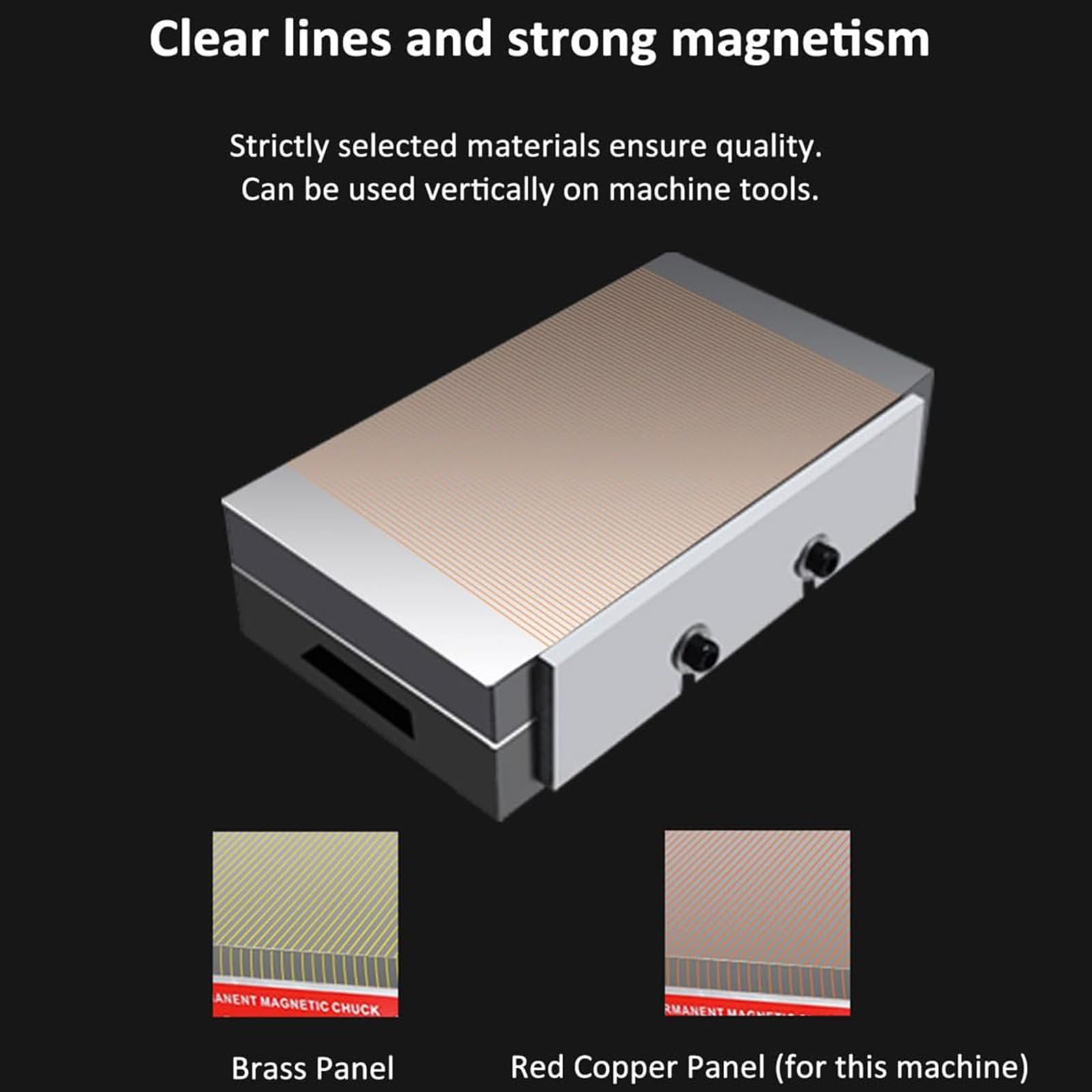 Portabrocas magnético permanente de 150 N/cm², fuerza de succión, paso de poste de 0,5 + 1 mm, placa sinusoidal magnética para amoladora de superficie, EDM y fresadora de 100 x 100 mm