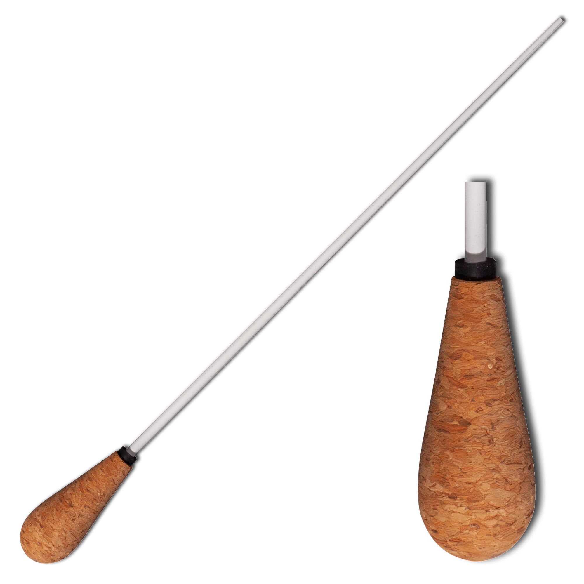 Montford Taktstock für Dirigenten - 30,5 cm Korkgriff - Birnenförmiger Griff Ergonomischer Korkgriff für sicheren Halt - Eleganter weiß lackierter Stock - Präzision und Balance für Orchester