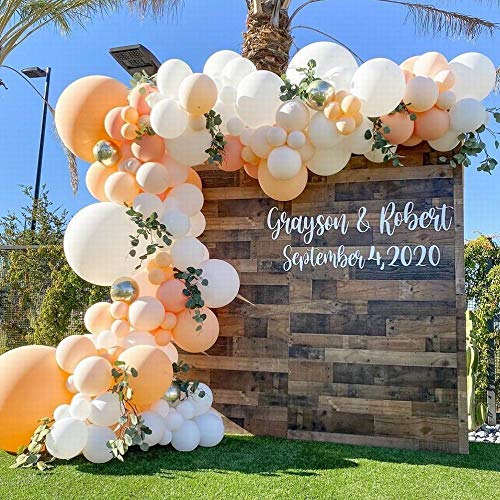 UAEYW 164pcs Blush White Balloons Garland Arch Kit Peach Balloons Chrome Metallic Silver Latex Balloon for Fall Girls Birthday Wedding Bridal Shower Venue Backdrop Party Decoration