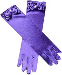 Kids Girl's Long Satin First Communion Gloves Pageant Gloves with Pearls