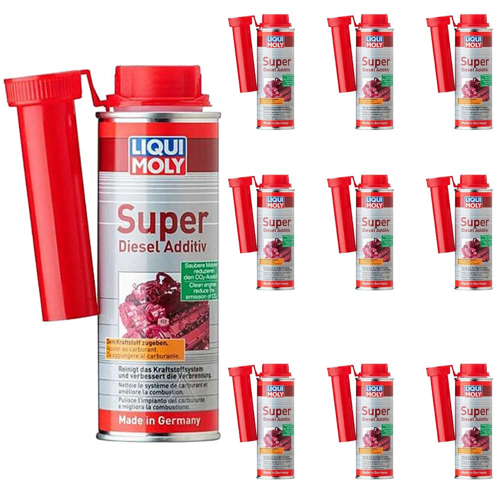 LIQUIMOLY 1806 Kit Promo 10 Pezzi Super Diesel ADDITIVE per Pulizia INIETTORI Diesel, Protezione della' IMPIANTO Carburante ED Aumento Numero CETANO. 250 ML.