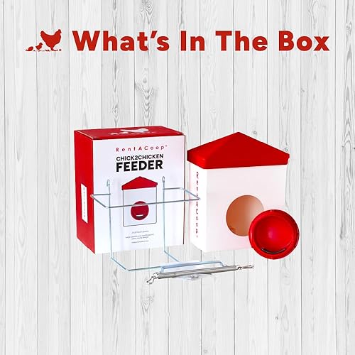 Vista 17 de RentACoop Chick2Chicken - Alimentador de 4 puertos sin BPA de 10 libras, incluye cono anti-gallina, cubierta de puerto deslizante y tapa, apto