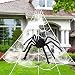 Halloween Decorations Spider Web Triangular Mega Outdoor Graveyard Decor Stretch Cobweb Set Scary Props Shooter with Giant Black Spider