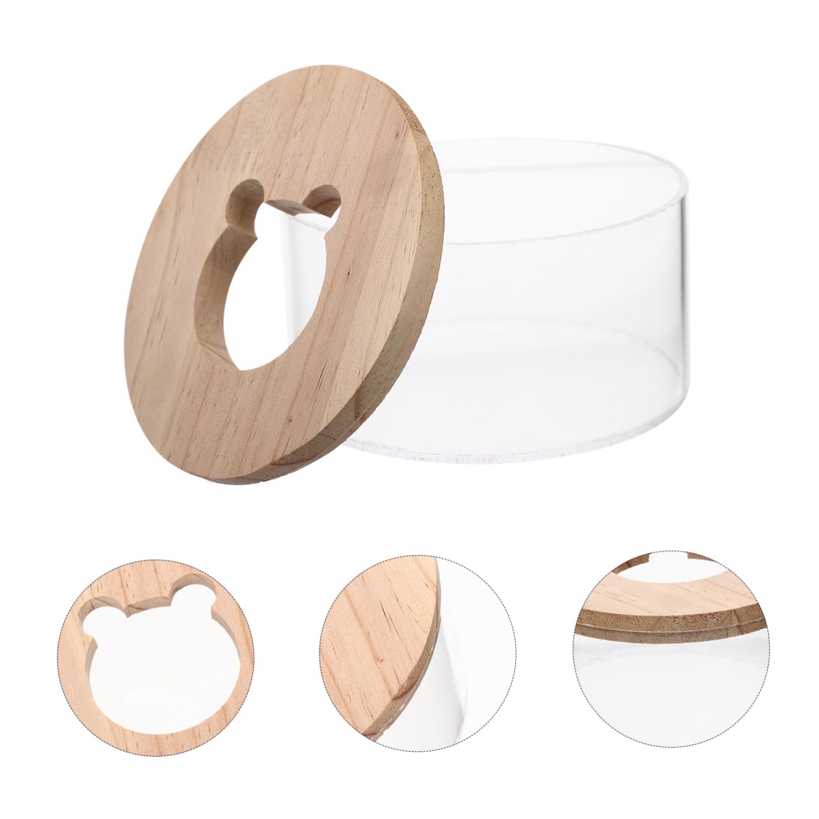 COLLBATH 2stücke Klarer Hamster Sandbad Behälter Mit Holzdeckel Transparente Für Chinchillas Und Kleine Haustiere Für Spiel Und Pflege Im Käfig