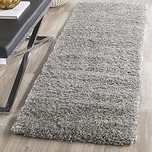 Image of Premium Antiskid Shaggy Carpet /Rug Plain Fur Rectangular Rugs,Soft Microfiber for Bedroom,Living Room,Kids Room,Hall etc (Silver, 2x5 feet)