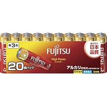 Fujitsu LR6FH20S High Power Alkaline Batteries, AA Type, 1.5V, Pack of 20, Made in Japan