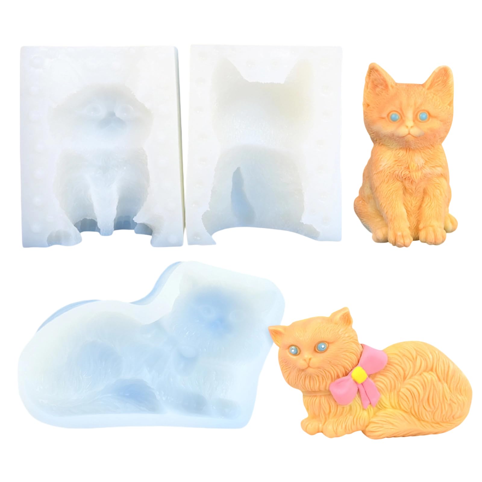Molde de silicona de gatito, resina epoxi, decoración del hogar, fácil liberación, fabricación de jabón, molde de silicona de animales pequeños