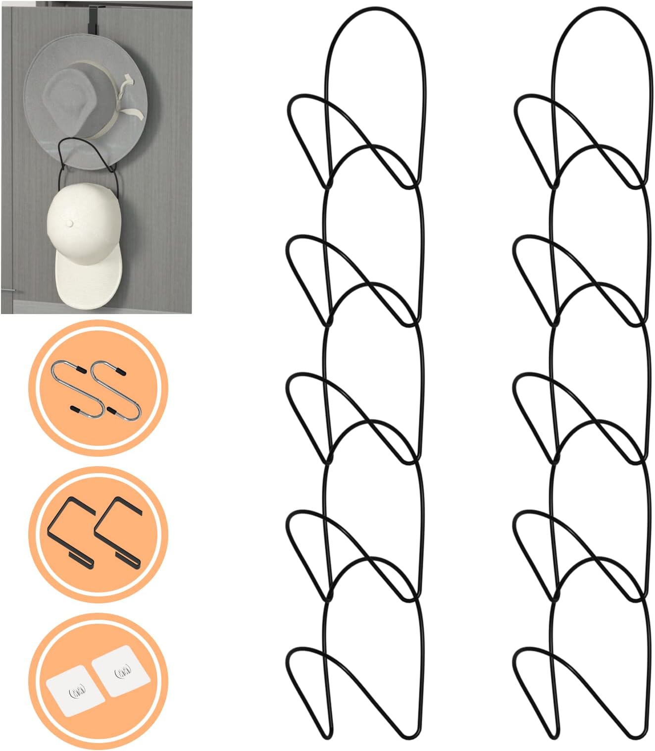 Amazon.com: MyGift Modular Black Metal Wire Over The Door Hanging Hook ...