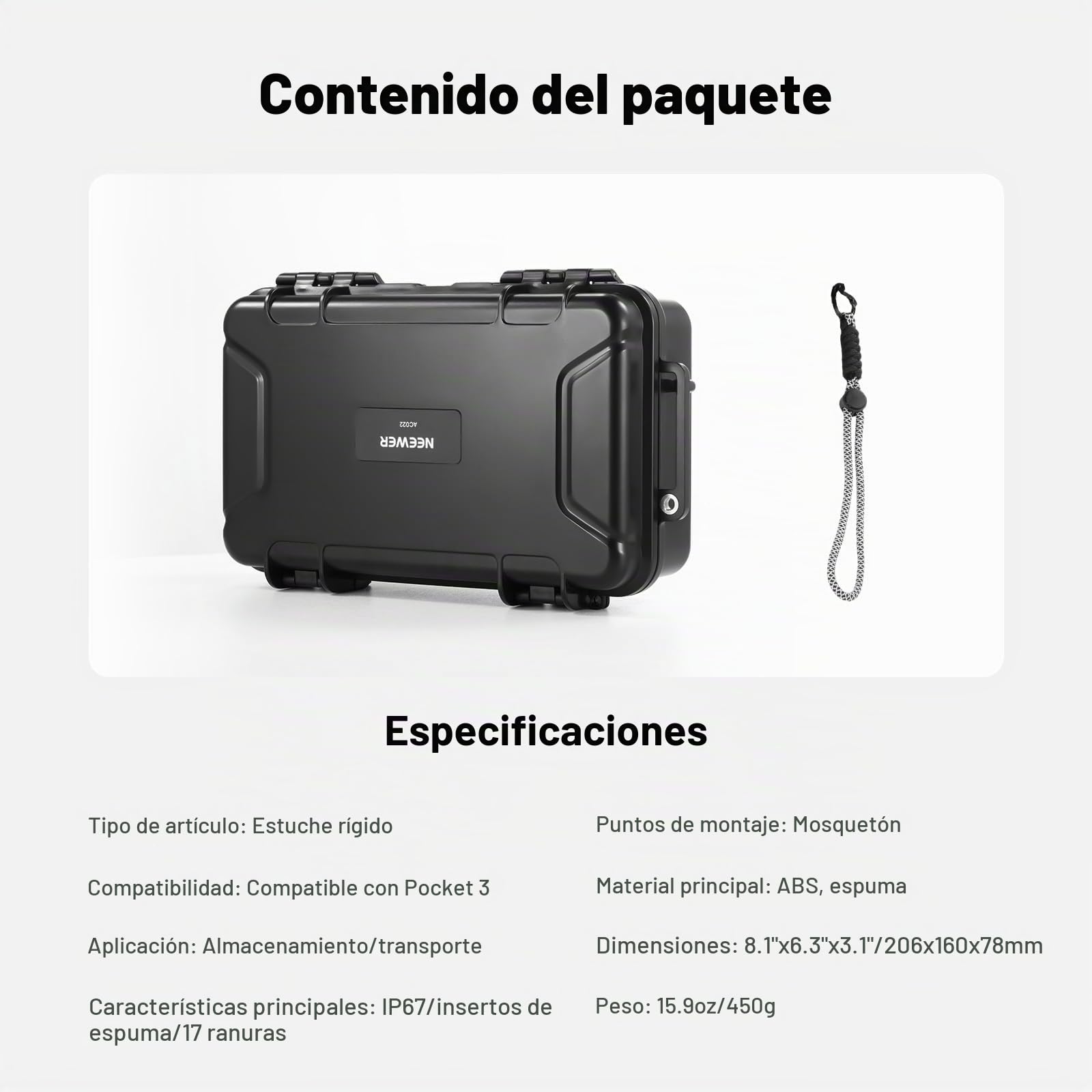 NEEWER Estuche Transporte para Pocket 3, Compatible con dji Osmo Pocket 3 Gimbal Cámara & Asa & Creator Combo Accesorio Filtro
