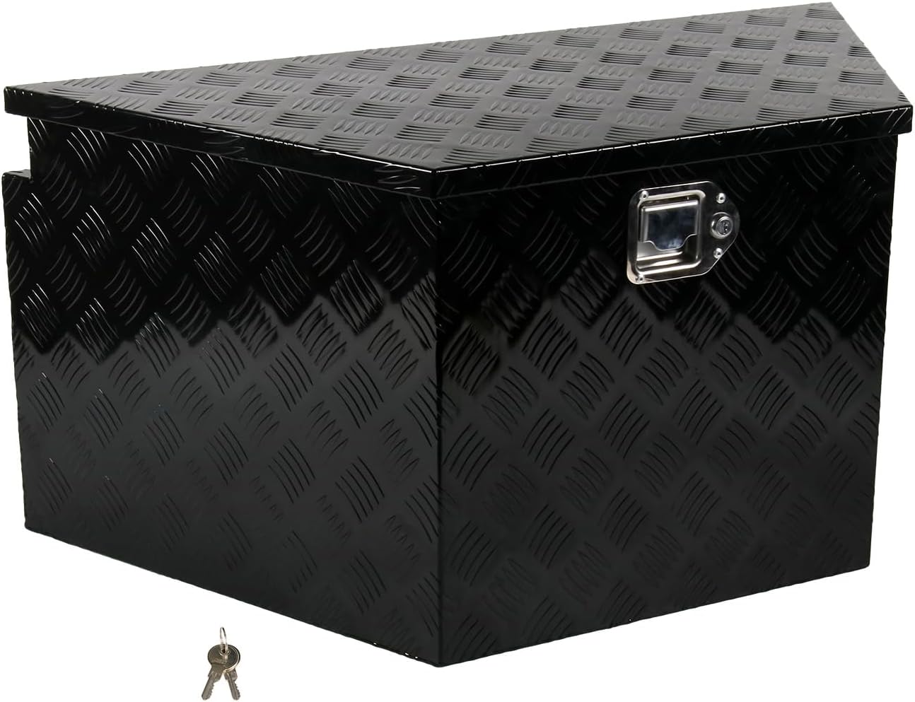 36 Inch Aluminum Trailer Tongue Tool Box 5 Bar Tread Wide Utility ToolBox for Pick Up Truck RV Storage Organizer Tool Box with Lock and Keys - 36X19X17.5 Black