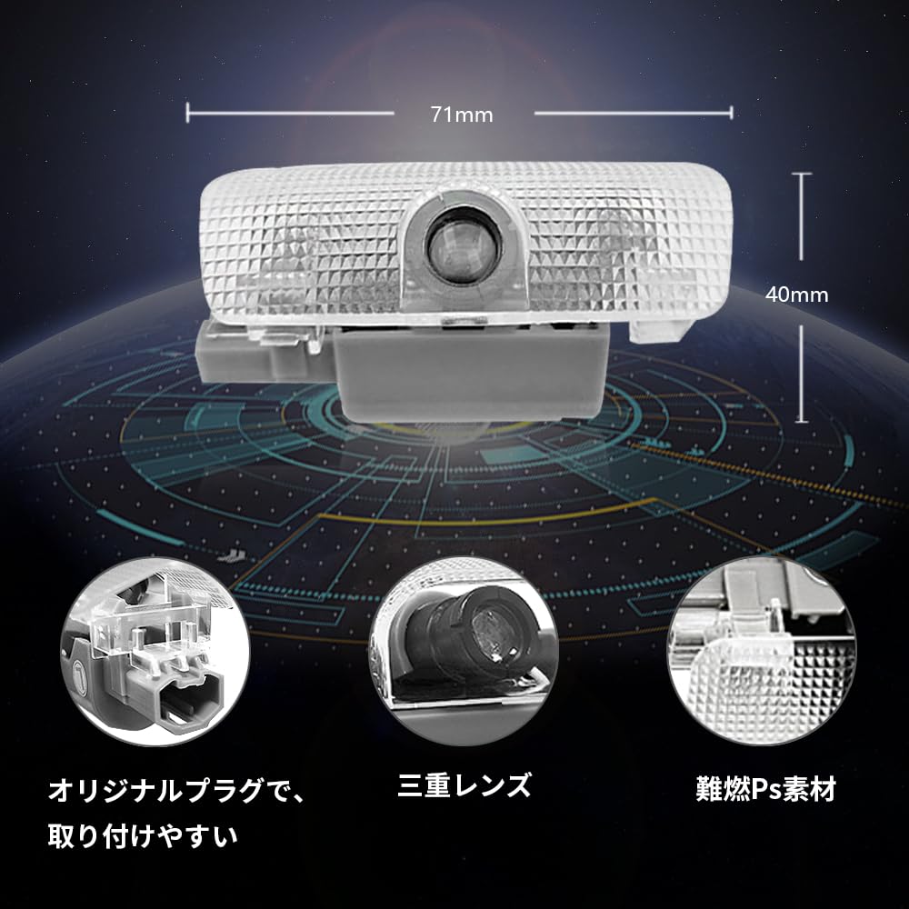 Door#　ライト② Curtain Lamp, Toyota Door Welcome Light, Courtesy Lamp, Laser Logo