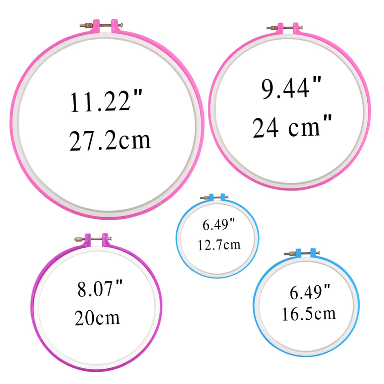 Gogogmee 5Pcs Embroidery Hoop Random Color for Cross Stitch Needle Arts for Craft Projects and Painting