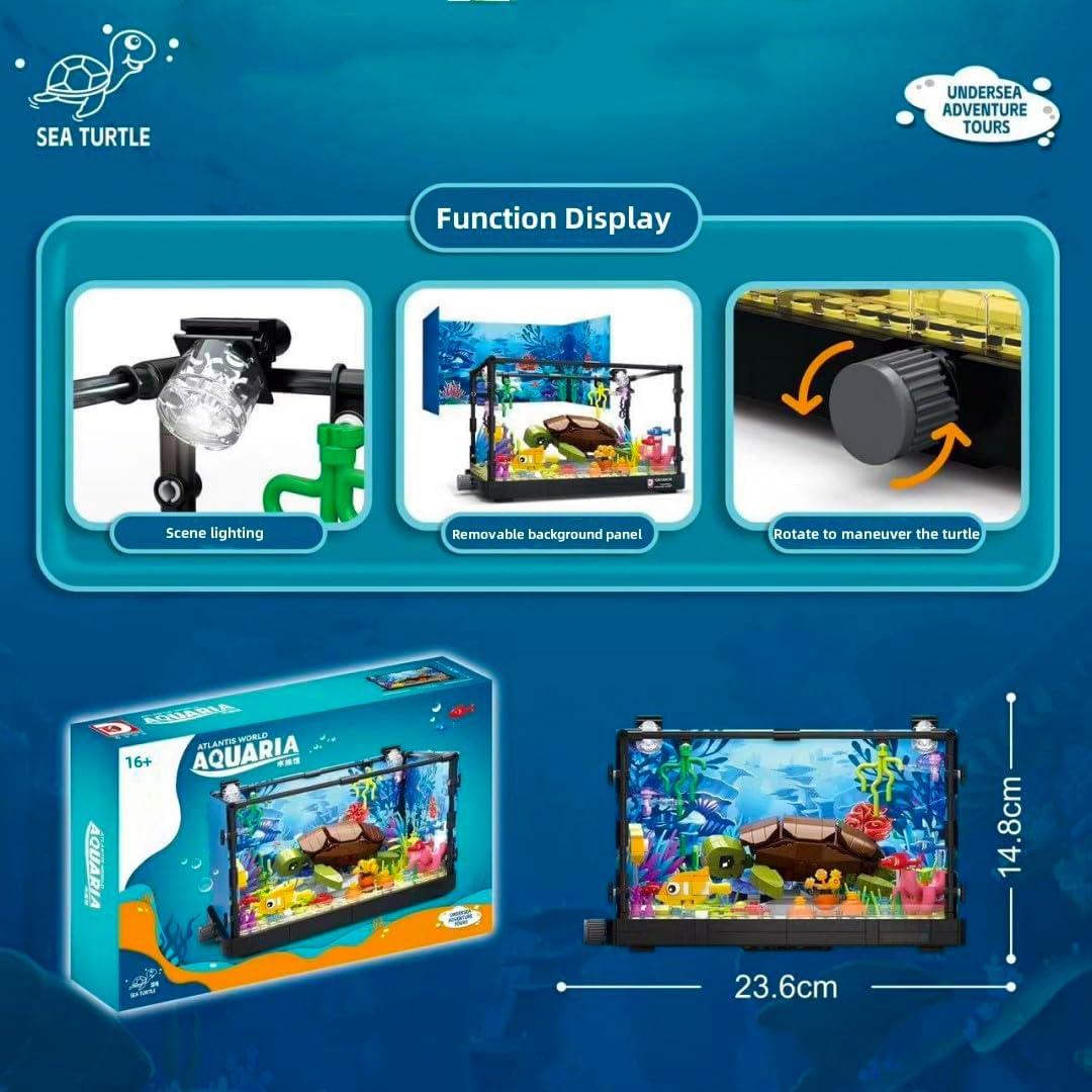 Pasyru Fish Tank Building Set, 753 Pcs Aquarium Turtles Building Set, Animal Marine Life Fish Tank Building Block Kit - Image 4