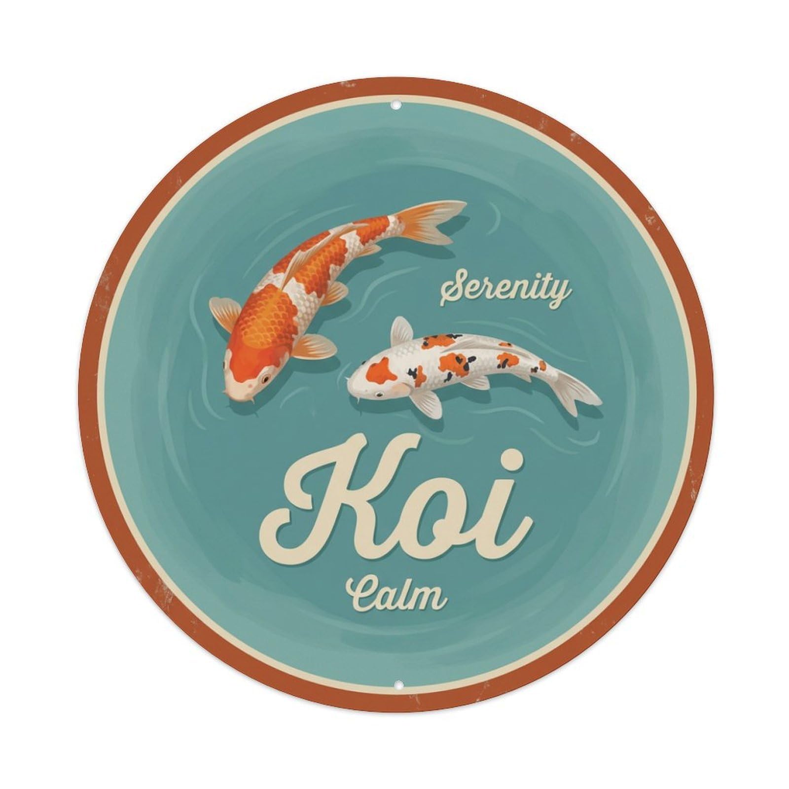 Koi Fish Serenity Calm Waters Peaceful Quiet Gentle Tranquil Metal Tin Sign
