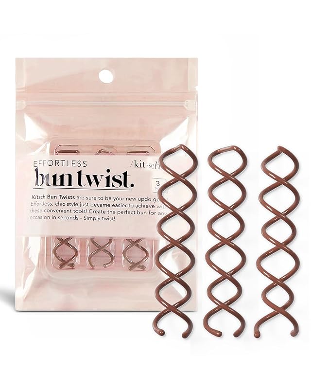 Kitsch Spiral Bobby Pins - Hair Accessories For Women - Brown, 3pcs 3 Count (Pack of 1) Spiral Brown