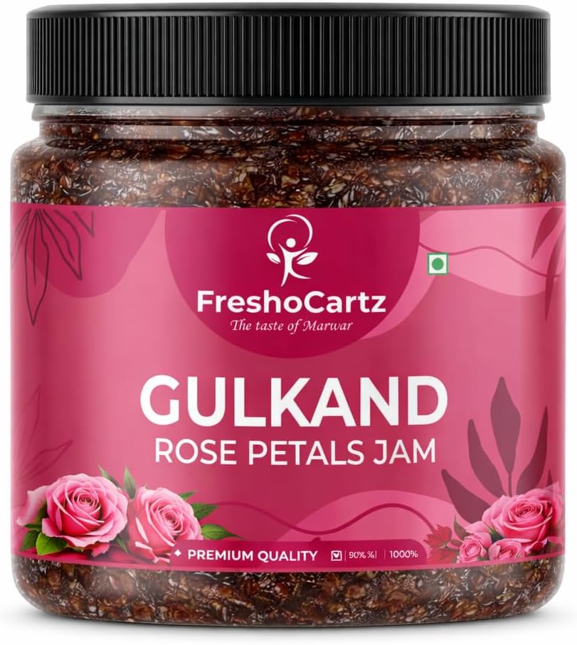 FreshoCartz Himalyan Gulkand | Rose Petal Jam | 100% Sun-Cooked Pure No Artificial Flavours | Digestive & Healthy Rose Gulkand - Jar Pack (400g (Pack of 1))