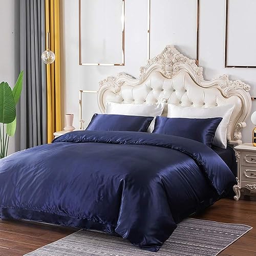 Miniatura 2 de Erosebridal - Juego de cama de satén de seda, reversible, funda de edredón para luna de miel, lujoso, suave, ligero, cepillado, para decoración de