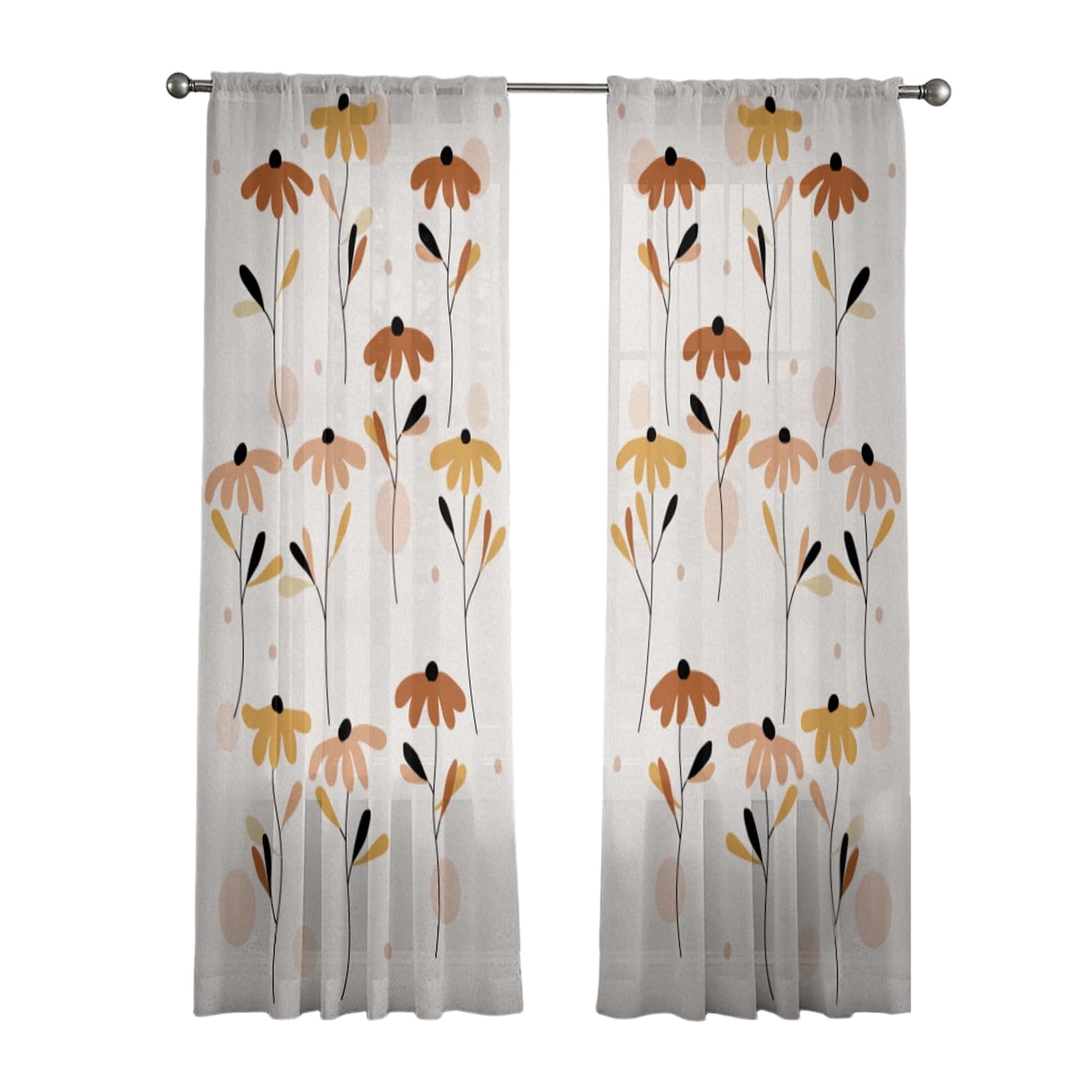 Elnwnnkc Pattern Window Curtain Polyester Sheer Panel with Rod Pocket for Living Room Bedroom Sheer Privacy Window Screen
