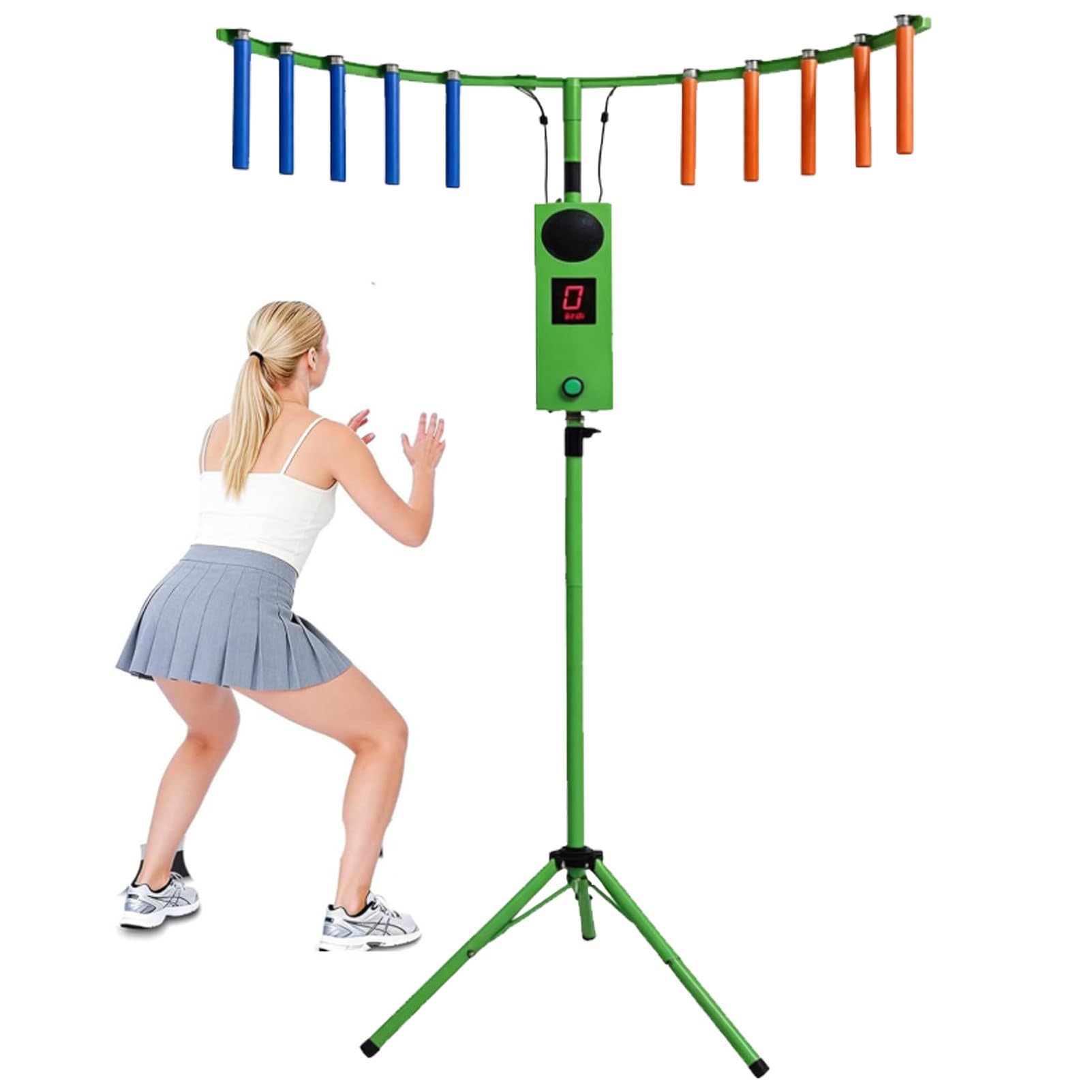 Pvxa Reflex Stick Challenge Game, Hand Eye Coordination Catching Stick Game, with 10 Sticks, MP3, LED Lights, for Party, Business and Game Room Green
