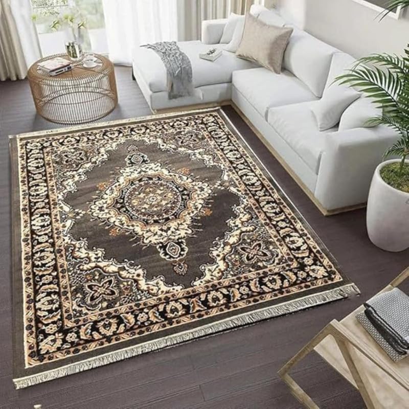 Image of Soft Traditional Washable Beautiful Acrylic Rugs for Home Decor Living Room 7x10 feet (210 x 300 CM) Grey