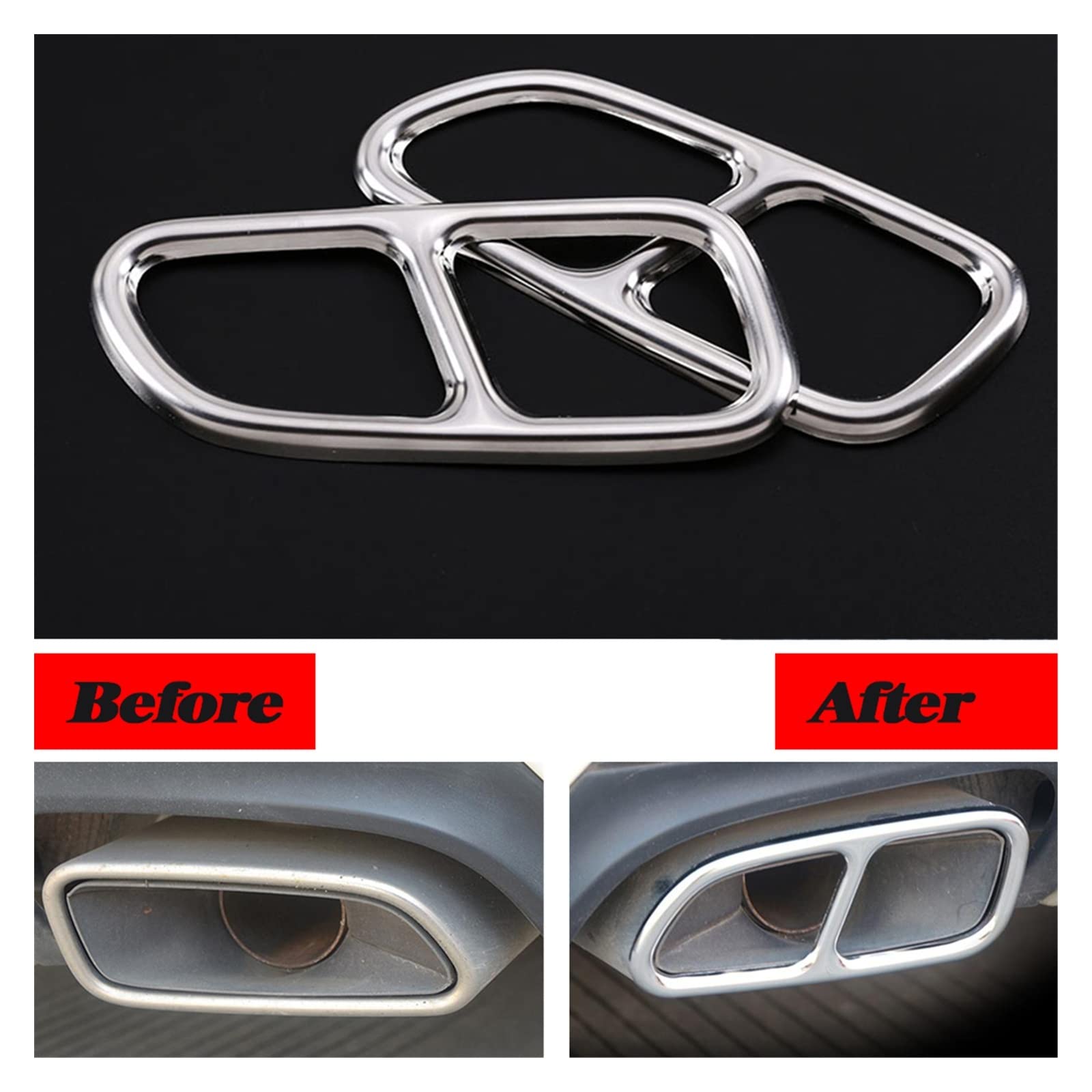 Silenciador Escape 2X Cubierta Punta Silenciador Tubo Escape Cola Coche Acero Inoxidable para Mercedes para Benz CLA W117 2013-2016 Escape Sonido Turbo
