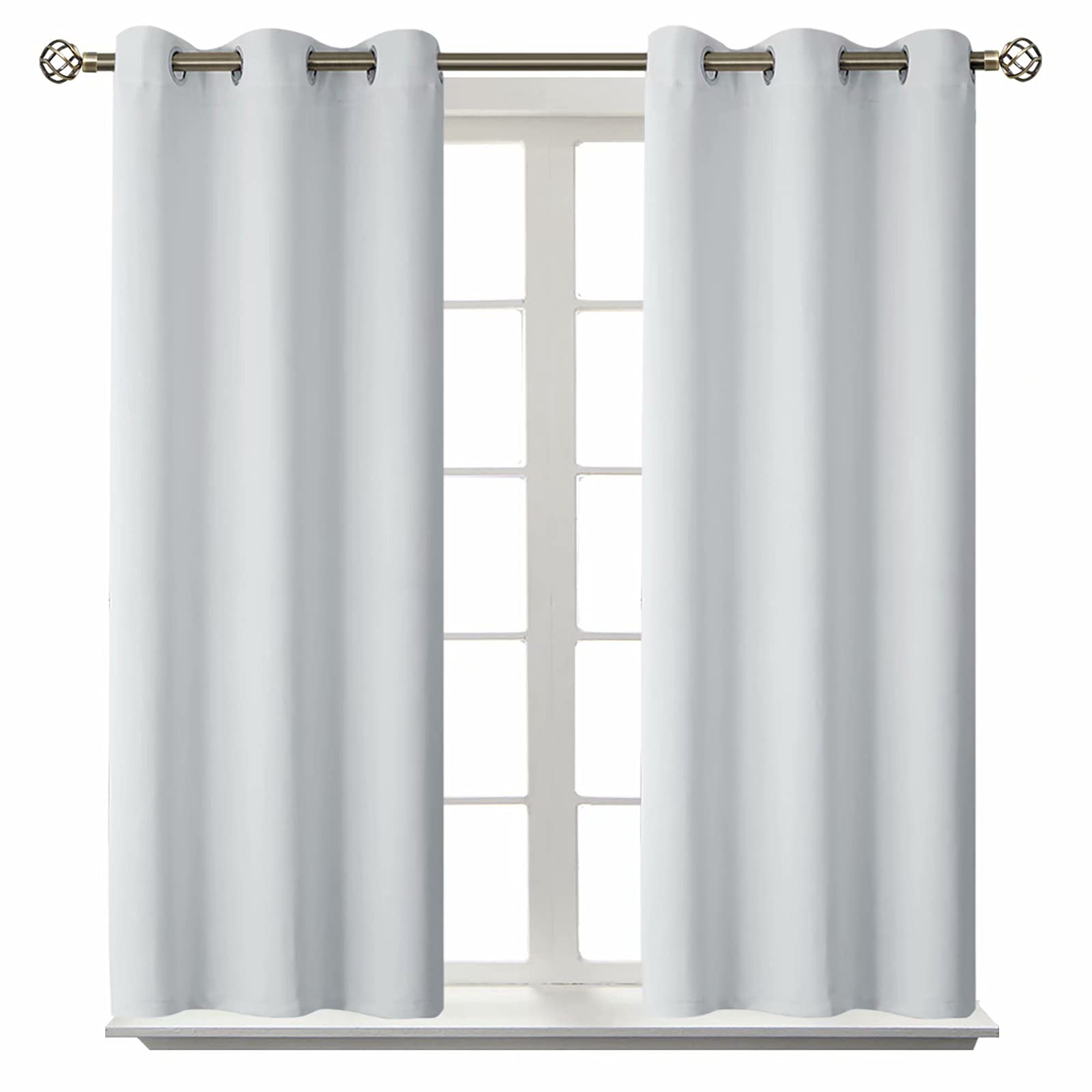 BGment Short Curtains for Small Window 54 Inch - Greyish White 2 Panels