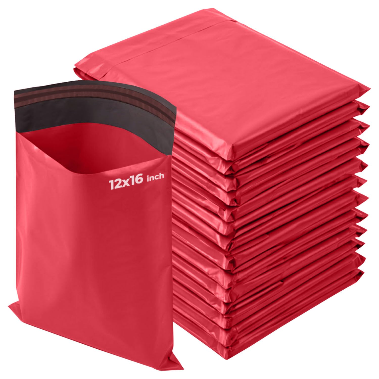 iSOUL Poly Mailer Bags 12x16 Self-Seal, Shipping Envelopes Strong, Waterproof, Tamper-Proof Polythene Packaging for Clothes, Bedding & Parcel Bag Shipping Post Bag Envelopes 50 Pack Red