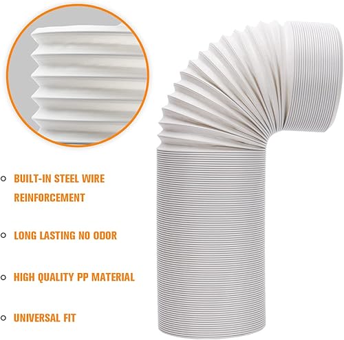 Miniatura 2 de Manguera de escape de aire acondicionado portátil, 5.9 pulgadas de diámetro y longitud de hasta 78.7 pulgadas, rosca antihoraria universal para