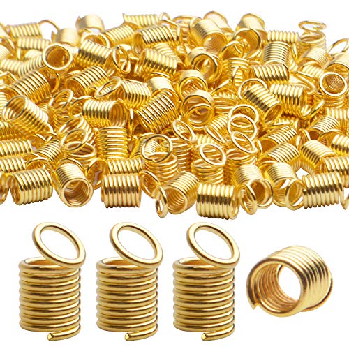 BronaGrand Coil Cord Ends, 150pcs Crimp Cord Ends Spring Buckle Leather Cord Ends Caps Loop Clasps for DIY Jewelry Parts Bracelets Crafting, 9×5mm, Hole 3.5mm
