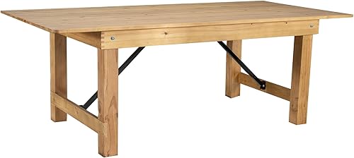 Flash Furniture HERCULES Mesa de Granja Plegable Rectangular de Pino Macizo Rústico Antiguo de 7' x 40", Color Natural Claro