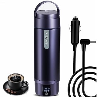 Vacuum Insulated Car Electric Kettle,Miicasa Stainless Steel Tumbler Car Water Heater,12V/24V Water Boiler with 6 Temperature and Auto Shut-Off Boil Dry,16oz - Amazon product rated Grade A