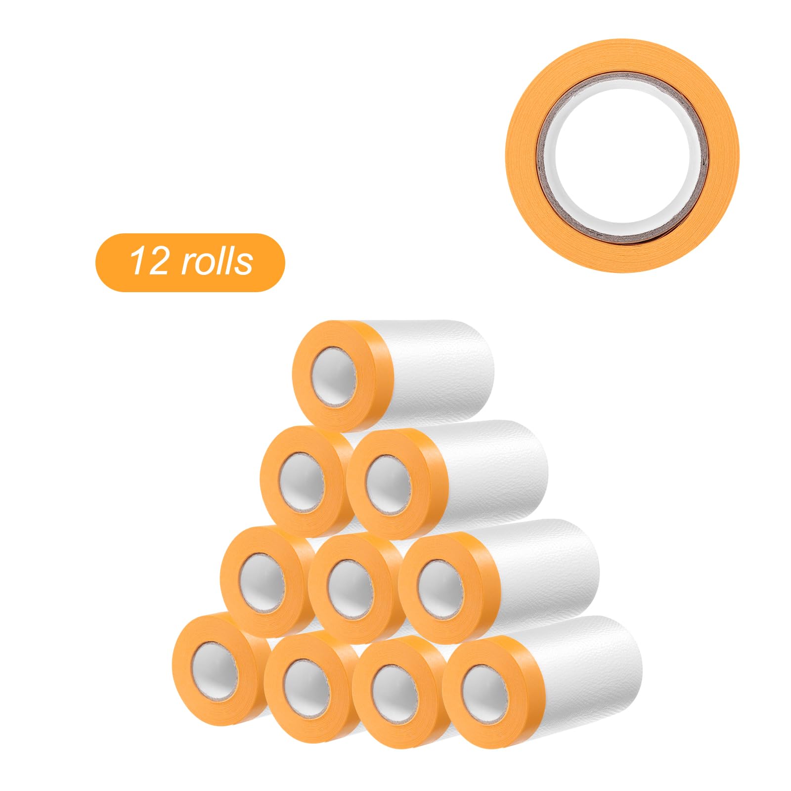 QUARKZMAN 12 Rouleaux Film de Masquage Pré-Collé 25.6"X65.6Ft pour Peintres