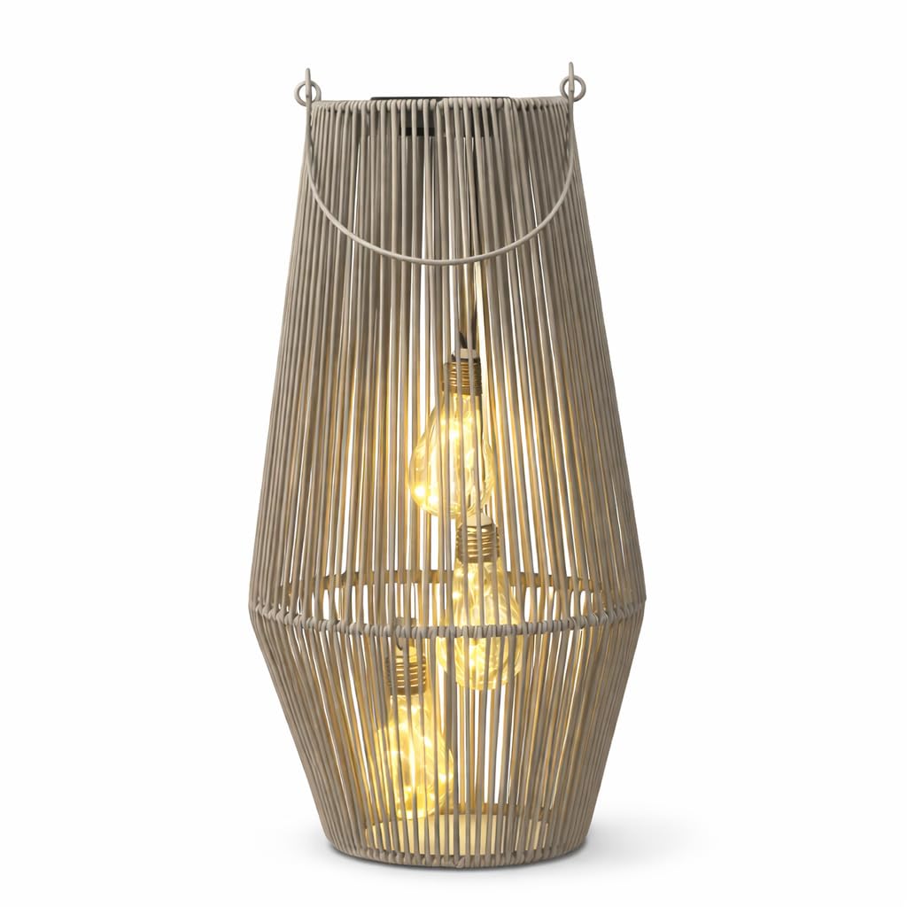formano Solarlaterne Außen Garten Rattan Look Laterne 3 LED Birnen 55 cm Solarleuchte mit Dämmerungssensor, IP44 wetterfest, dekorative Solarlampe für Balkon Terrasse Outdoor Beleuchtung