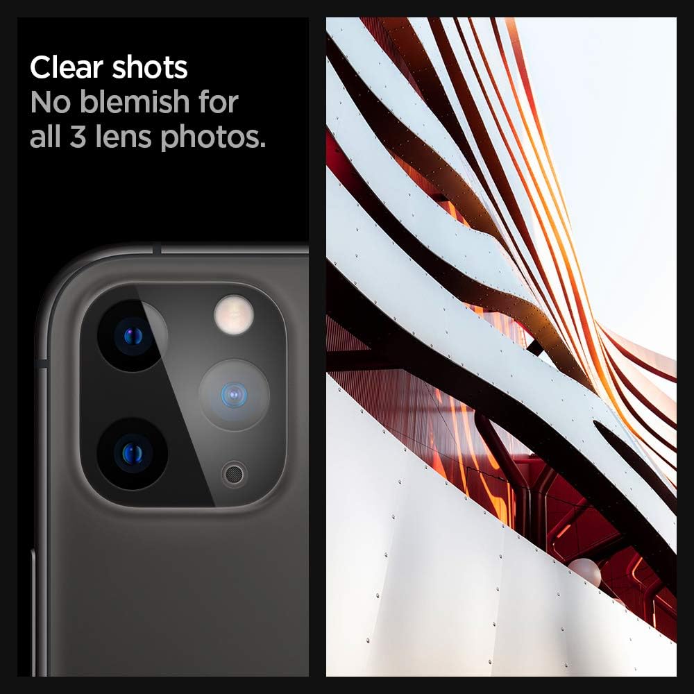 Spigen Camera Lens Screen Protector [GlasTR Optik] designed for iPhone 11 Pro/iPhone 11 Pro Max - 2 Pack [Black]