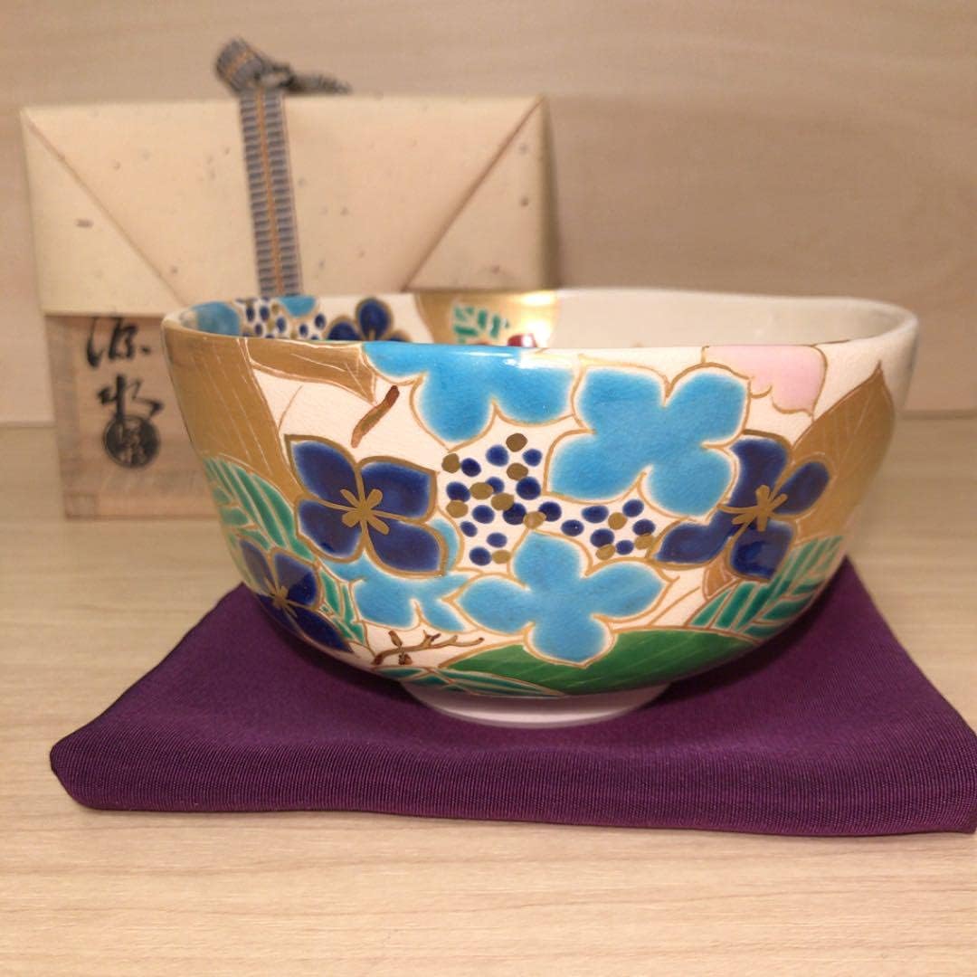 22年のクリスマス 抹茶茶碗 紫陽花 あじさい 京焼作家 Therapeuticapillows Ca
