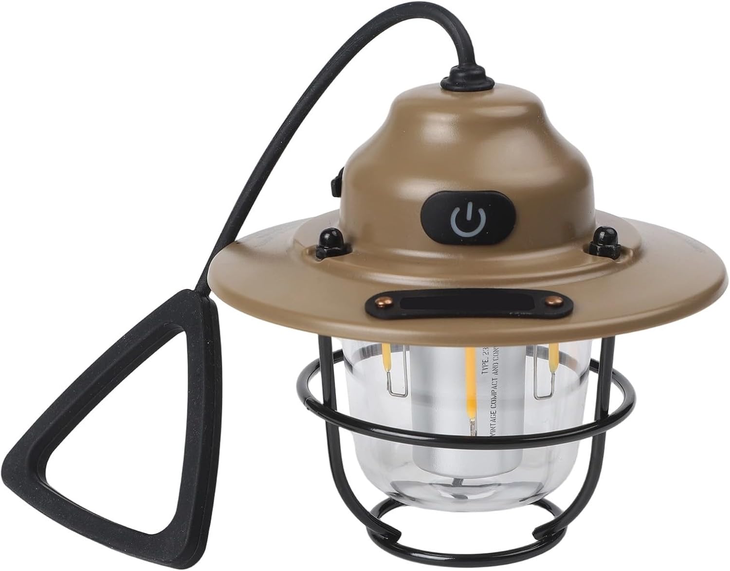 Vintage Pinecone Camping Lantern, 1200mAh Rechargeable LED Light with 4 Modes, USB-C Portable Tent Lamp Outdoor Hiking Fishing, Retro Black(Sand)