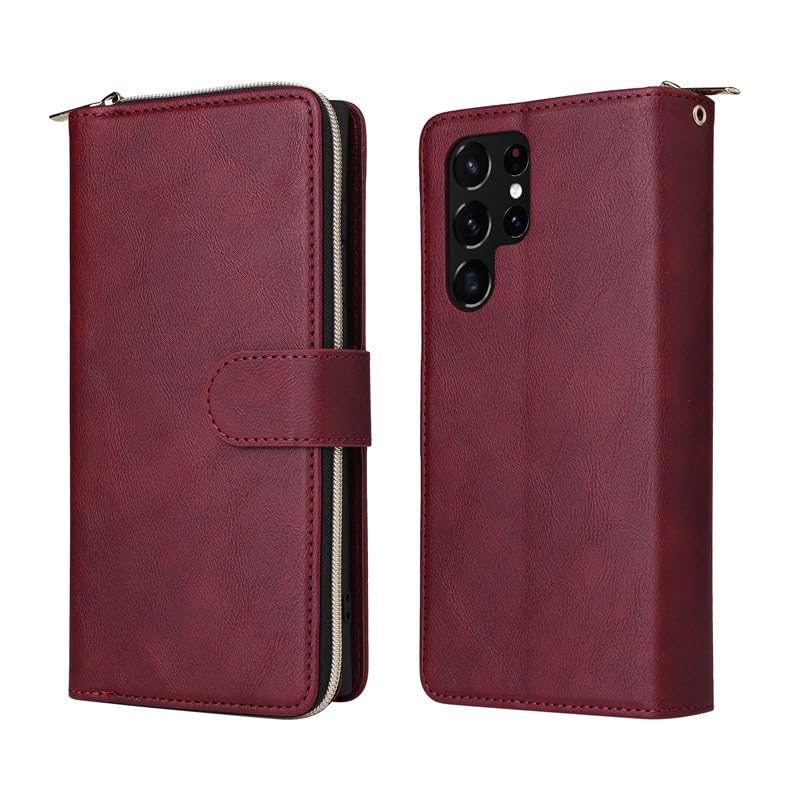 Étui Samsung S26 Ultra bordeaux anti-choc avec fermeture éclair