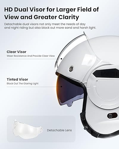 Miniatura 3 de ILM Casco modular de motocicleta vintage de cara completa para adultos y hombres, ATV UTV moto de nieve con protector de barbilla reversible de 180