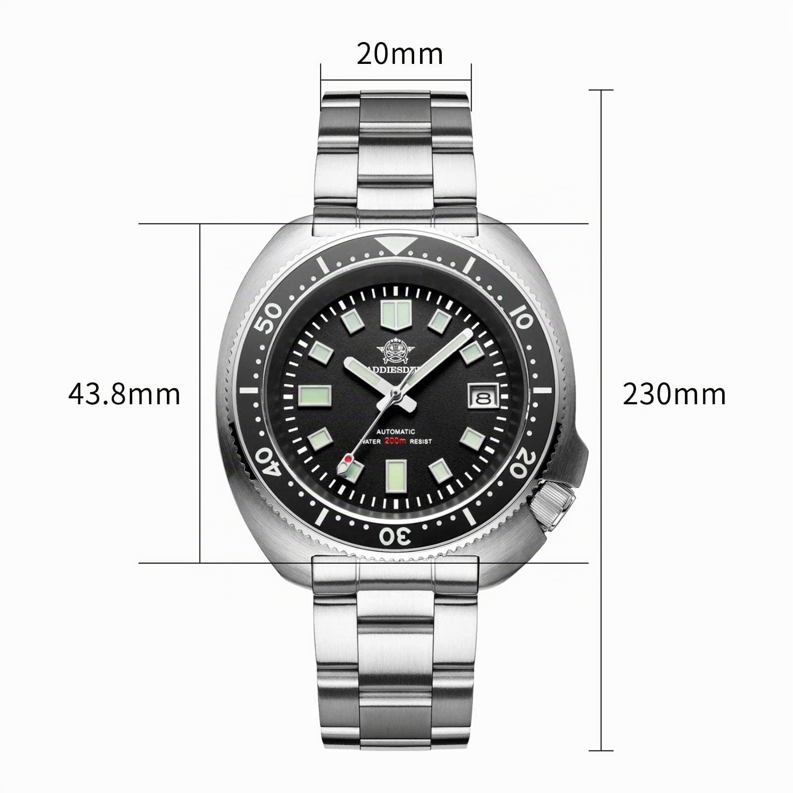 ADDIESDIVE Herren Automatik Taucheruhr Super Luminous NH35A Herren 200 m wasserdichter automatisch Diver automatik herrenuhr mit Edelstahlarmband