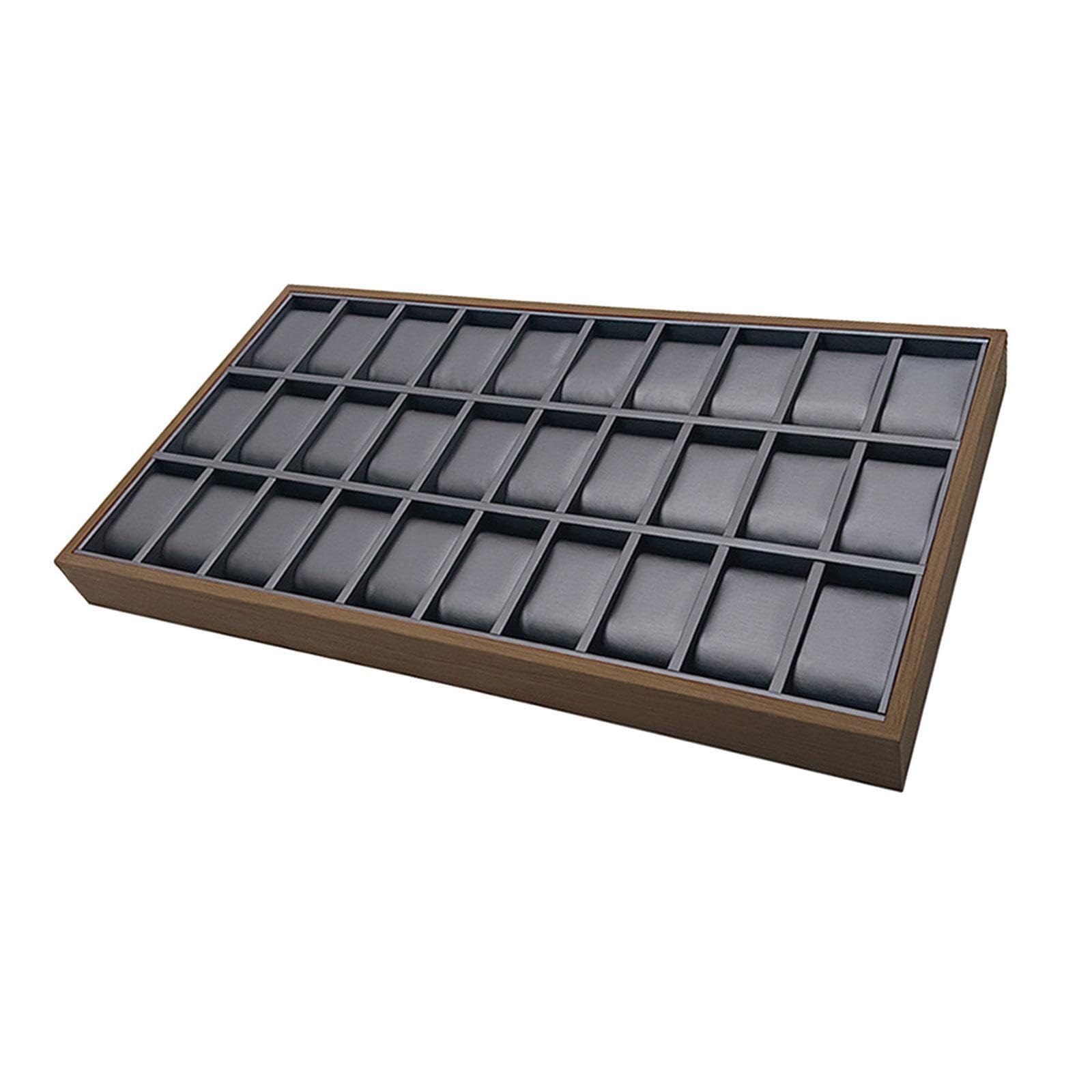 Organizador de joyas con 30 ranuras, expositor de relojes, bandeja de terciopelo suave, divisor para pendientes, collares, pulseras y anillos.