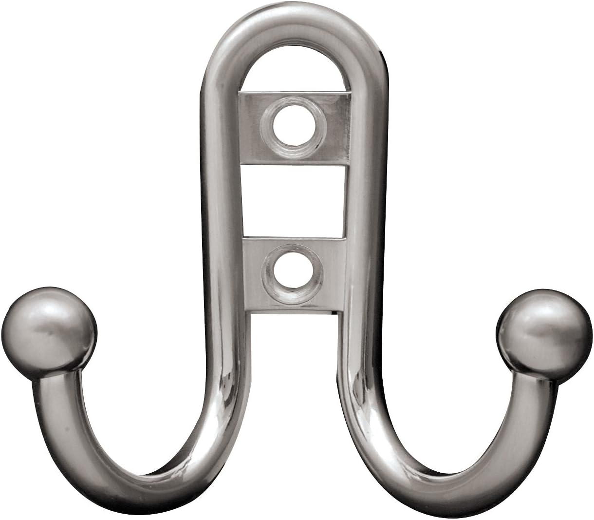 Liberty Hardware B46115Z-SN-C Double Prong Robe Hook with Ball End, Satin Nickel, Single