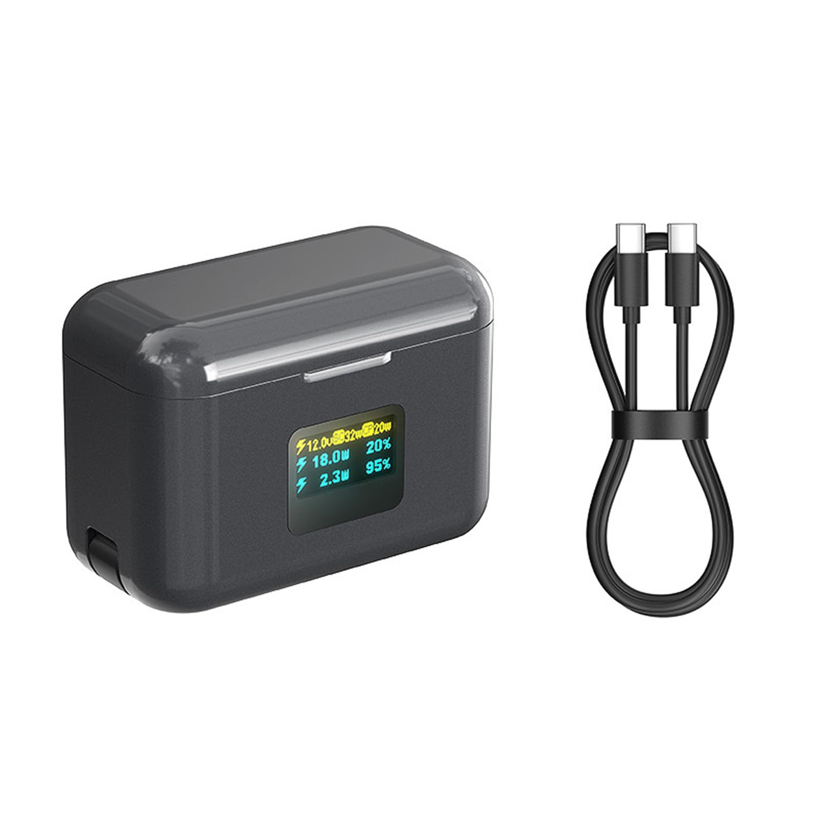 Caricabatterie Doppio, Display LCD a Ricarica Rapida da 36 W con Copertura Magnetica e Cavo di Tipo C, per la Gestione della Batteria della Fotocamera Fotografia All'aperto
