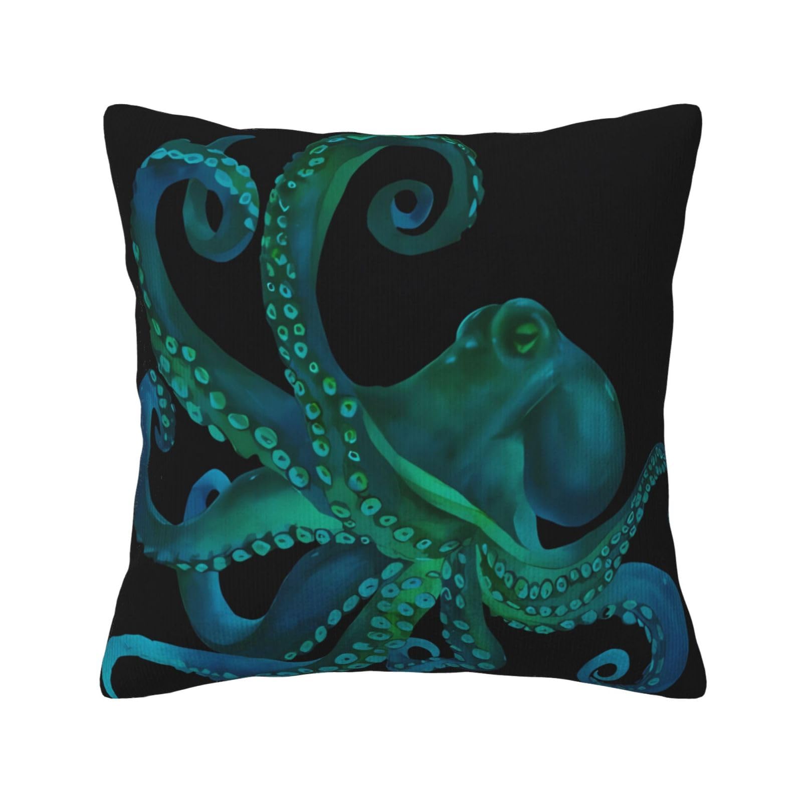 Housse de coussin carrée en velours côtelé Kururi bleu aquarelle imprimé luxe
