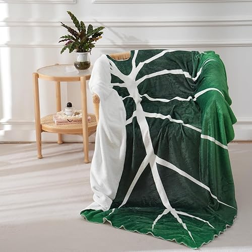 Miniatura 2 de Manta en forma de hojas, manta gigante verde, manta de franela de felpa suave para el hogar, hojas decorativas para los amantes de las plantas, la