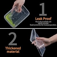 Vista 5 de Contenedores de preparación de comidas, paquete de 50 recipientes de almacenamiento de alimentos con tapas, caja Bento desechable reutilizable