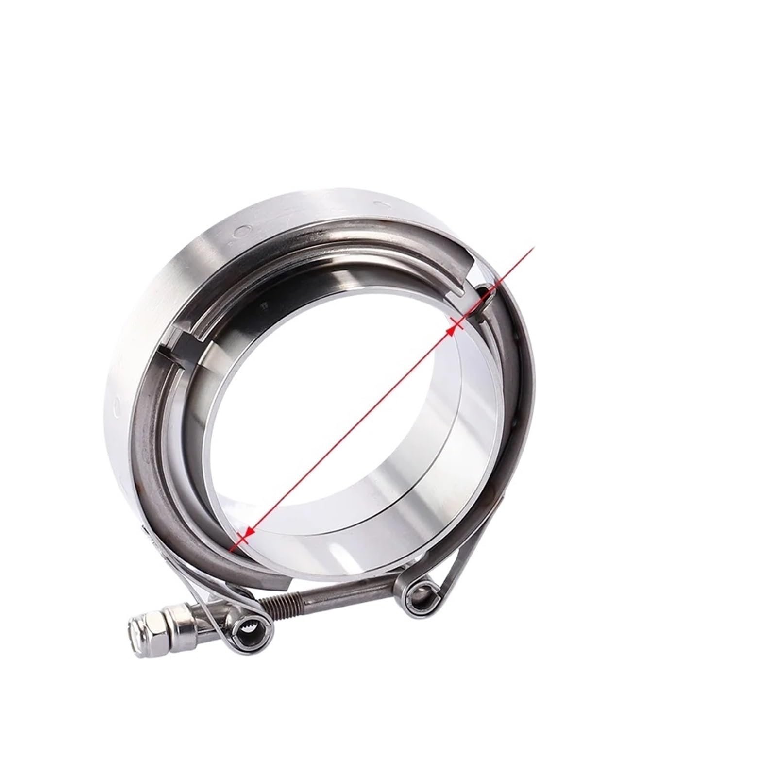 Ygleeuli Men's One Color V Band Clamp Car 304 Stainless Steel V Band Clamp Kits Turbo Exhaust Pipe Vband Fe Flange Universal(2.0Inch)