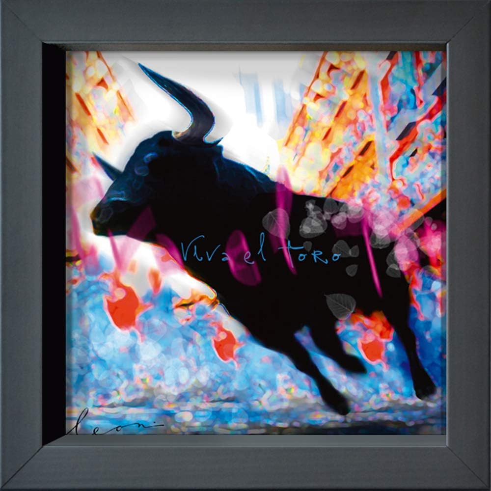 International Graphics - Framed Postcard - Leon, Bosboom - ''Viva el Toro''- 16 x 16 cm - Frame available in 4 colours - Frame Color: Anthracite - Series LUNA