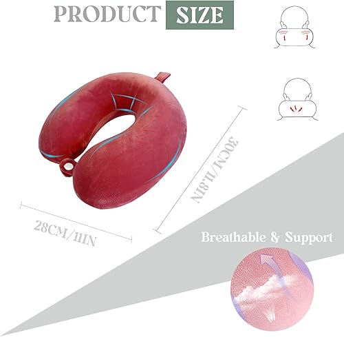 Miniatura 2 de Gluck Plants Almohada de viaje, almohada de cuello de viaje en forma de U de espuma viscoelástica portátil para reposacabezas de avión, coche y