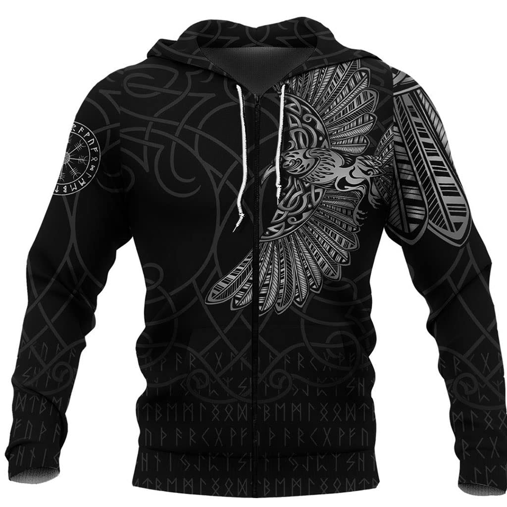 Sweats à capuche viking pour hommes pull mythologie nordique imprimé 3D