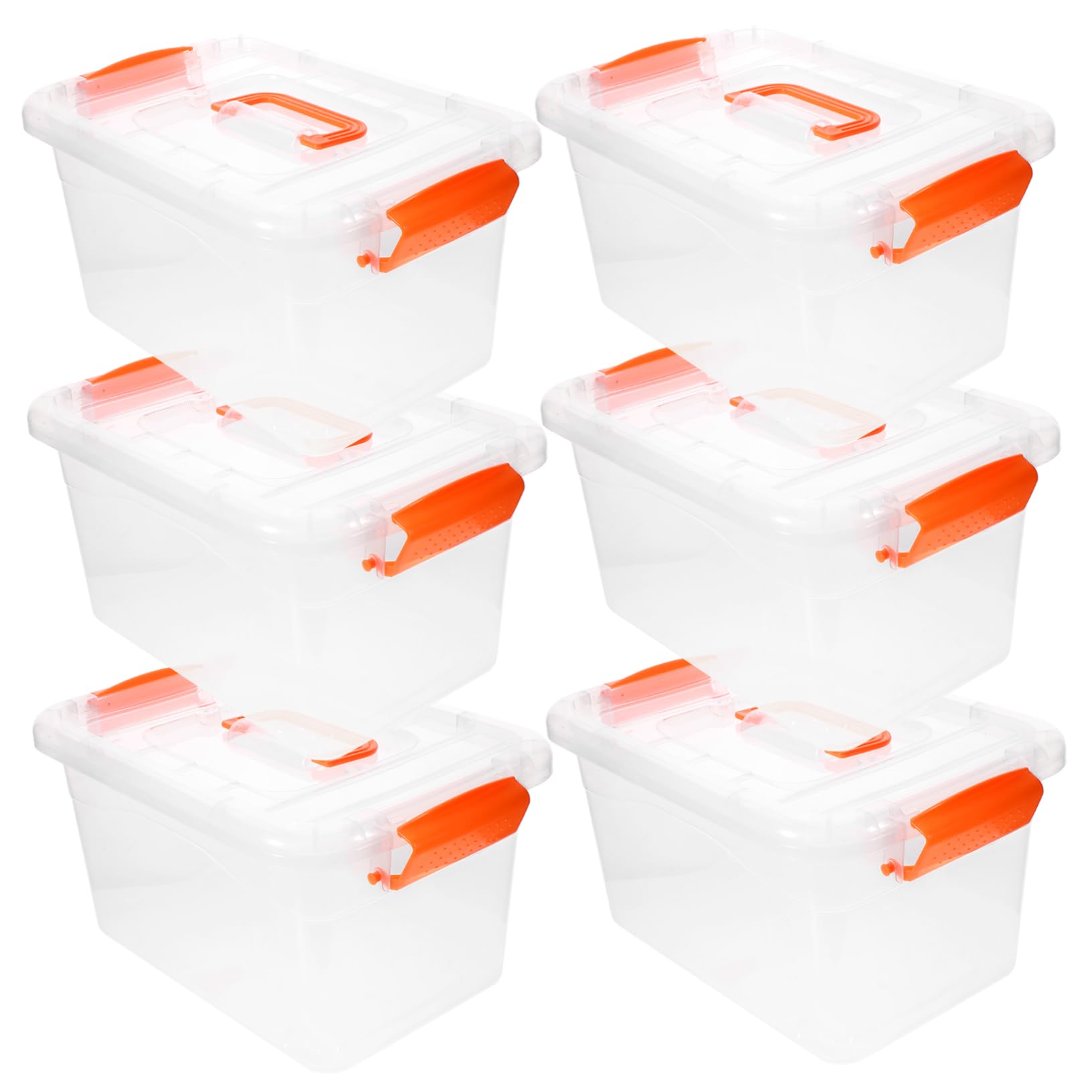 Cajas De Almacenamiento Transparentes 3 Litros Grandes Asa, Contenedores De Plástico Tapa, 27.5x18x14 Cm, Para Cocina y Organización Del Hogar, Juego De 6 Piezas